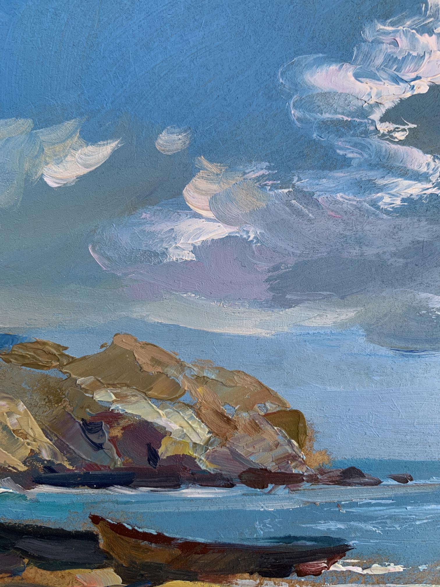 Oil painting Island in the Sea by Yuriy Suprunchuk coastal scene