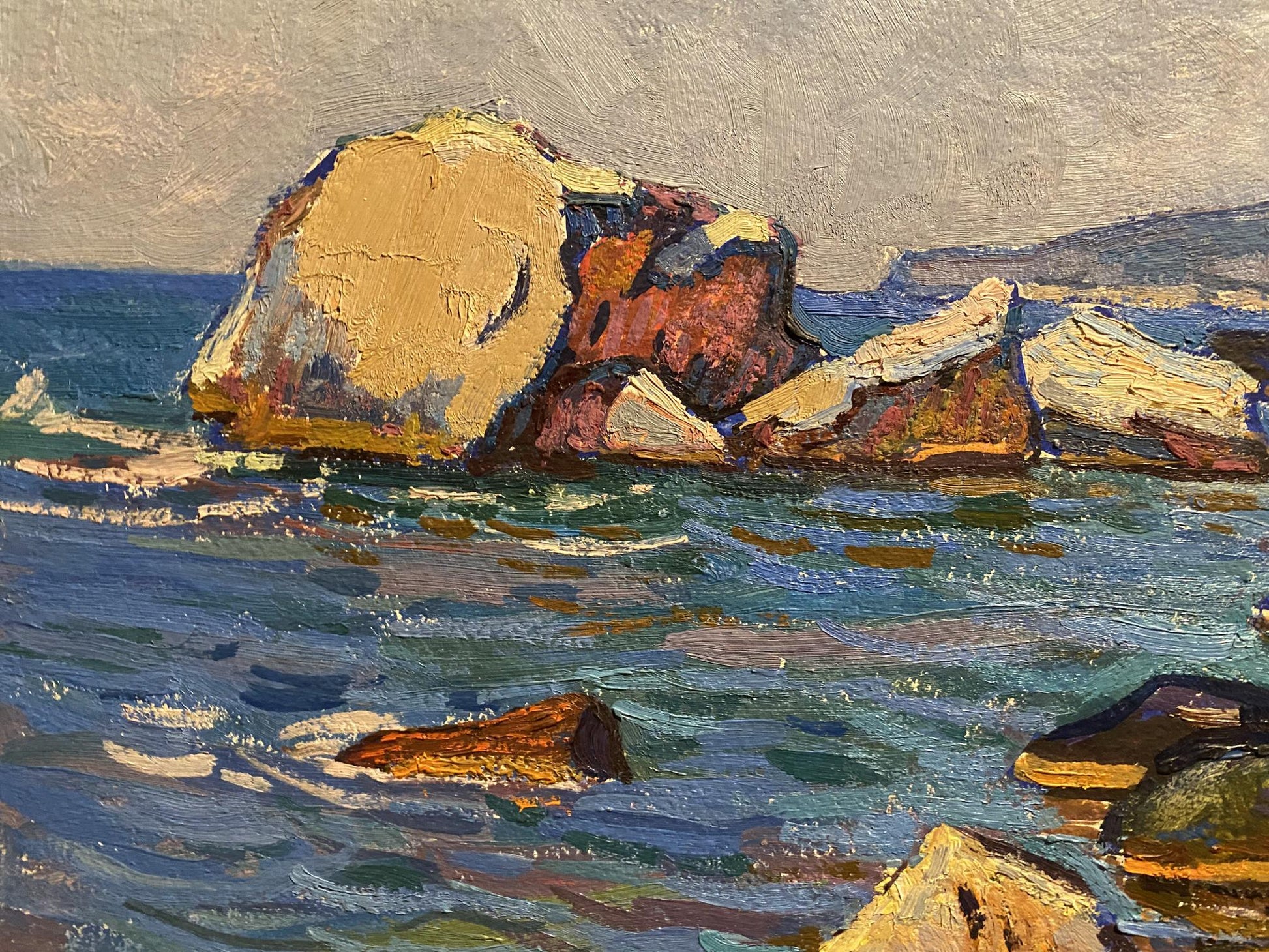 Oil painting of sea shore rock formation by Grigoriy Ruban