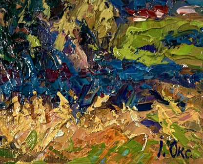 Vibrant impressionist oil painting Summer haymaking by Oksana Ivanyuk