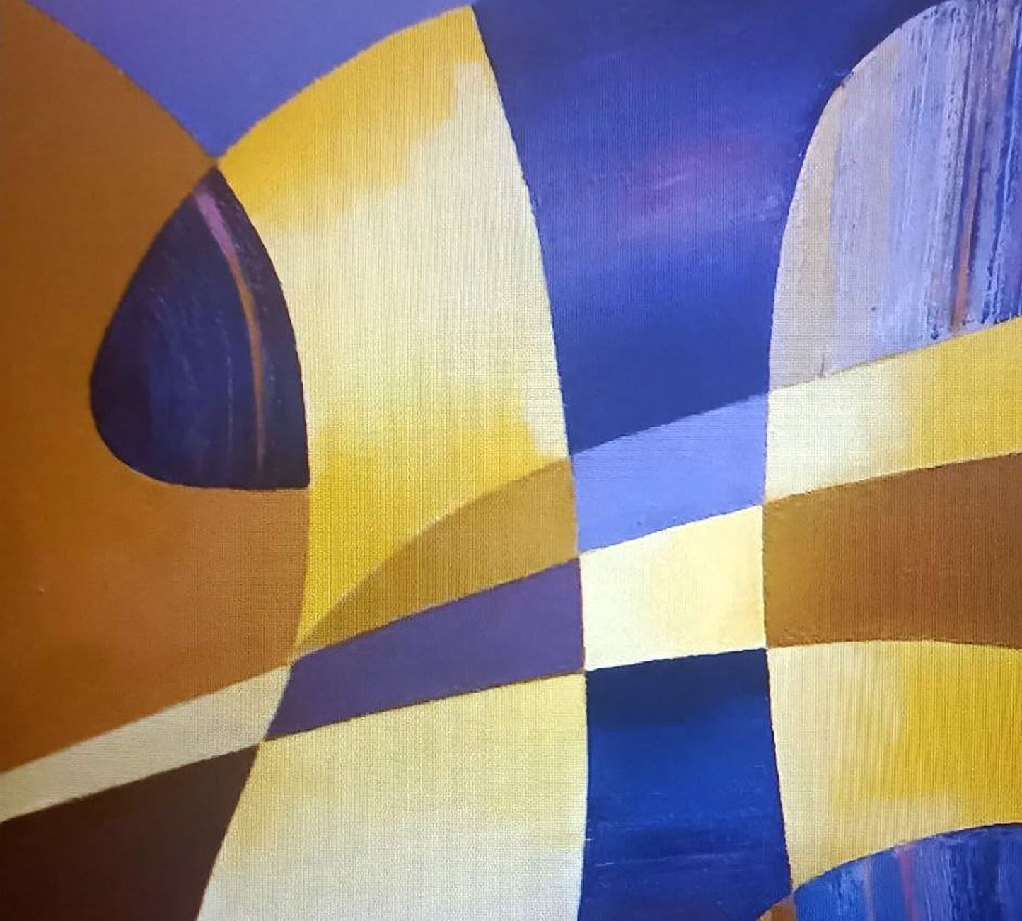 Oil painting Blue shapes by Alexander Strashevich, vibrant geometric art
