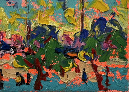 Vibrant impressionist oil painting City in the rays of sunset by Oleksiy Ivanyuk