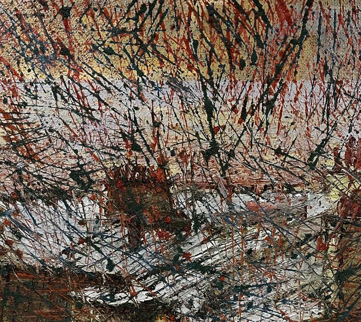 Abstract expressionist oil painting Shimmering in the city by Serhiy Kovalev