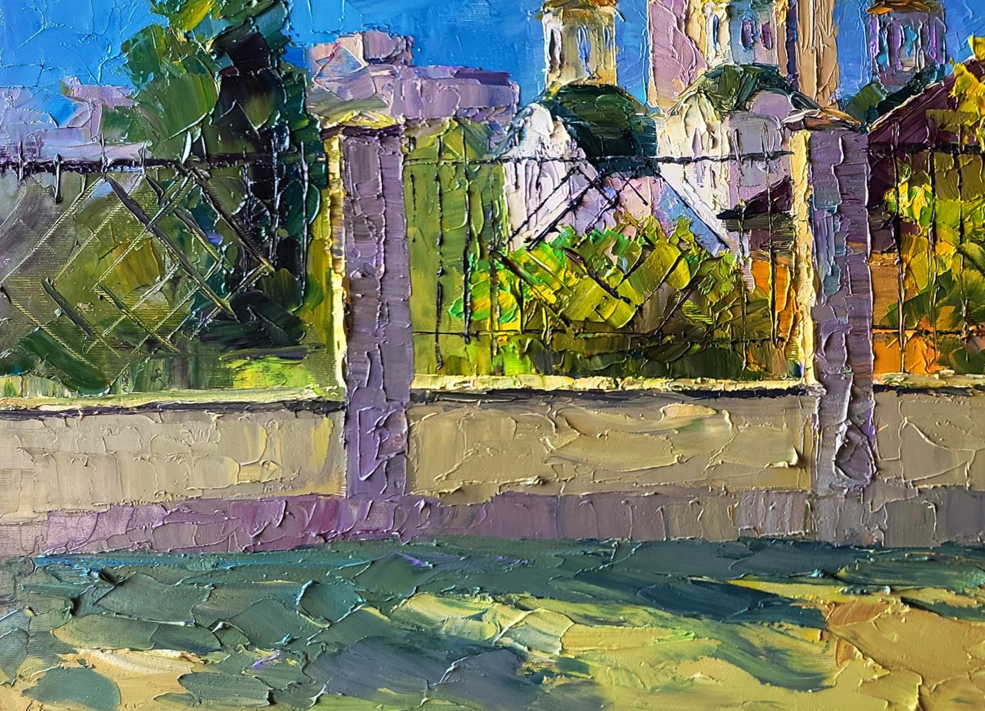 Vibrant impressionist oil painting Sunny day of the church by Boris Serdyuk