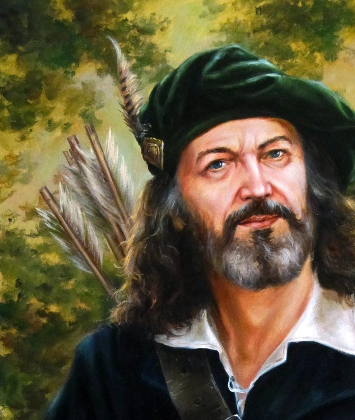 Oil painting portrait: Rugged bearded man in green velvet cap by Valeriy Bulat