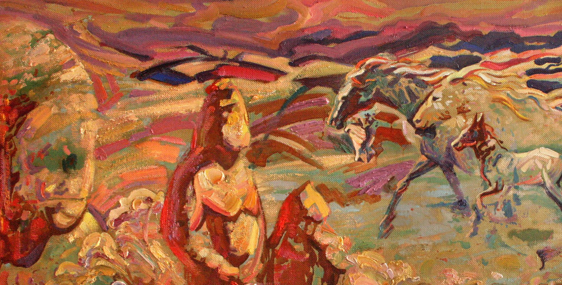 Vibrant abstract oil painting In the Steppe by Leonid Pavlenko