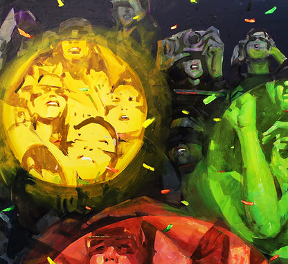 Vibrant Oil painting Show forever by Ed Potapenkov with glowing yellow center