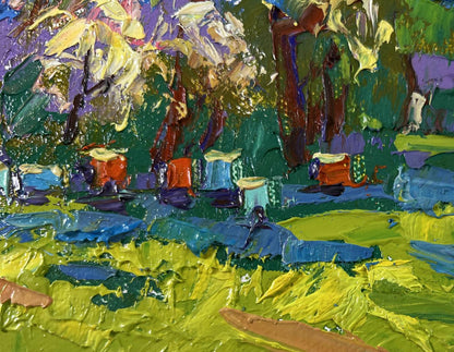 Vibrant impressionist oil painting Spring in the village by Oleksiy Ivanyuk