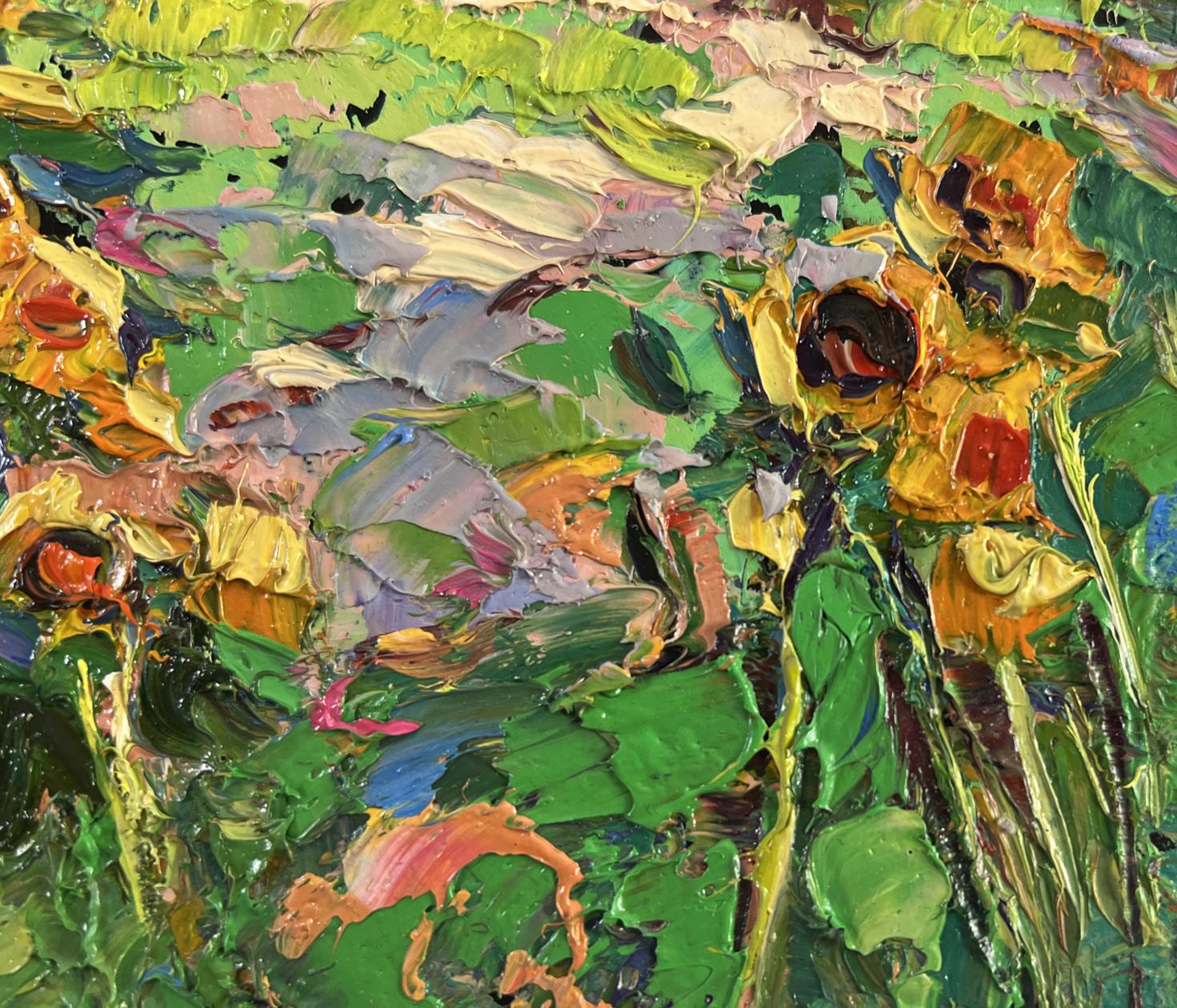 Vibrant oil painting The sun in every sunflower by Oksana Ivanyuk