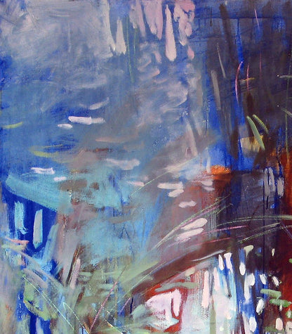 Oil painting Water Ed Potapenkov with bold blue teal red brushstrokes