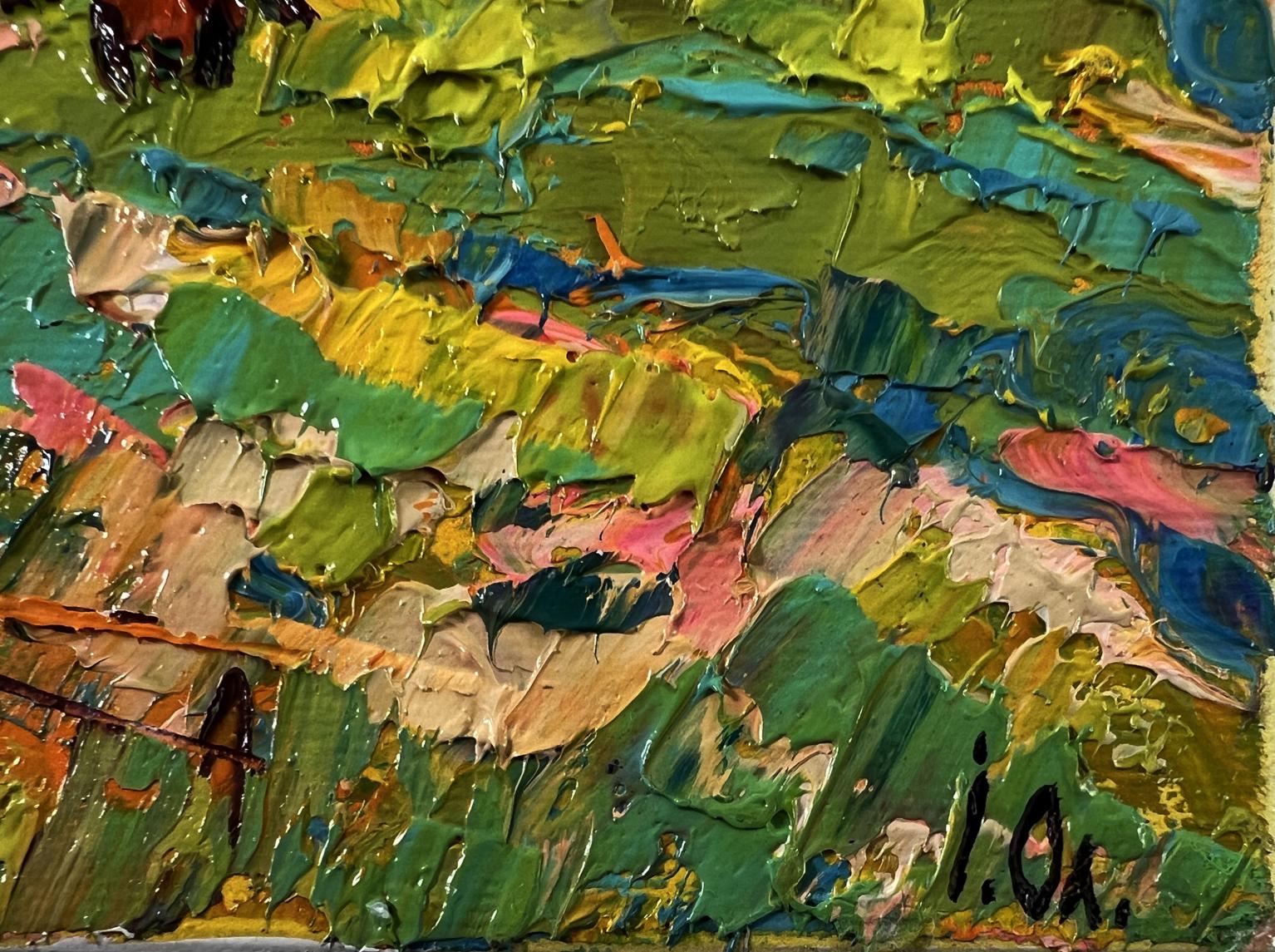 Vibrant impasto oil painting Cows on a walk by Oleksiy Ivanyuk