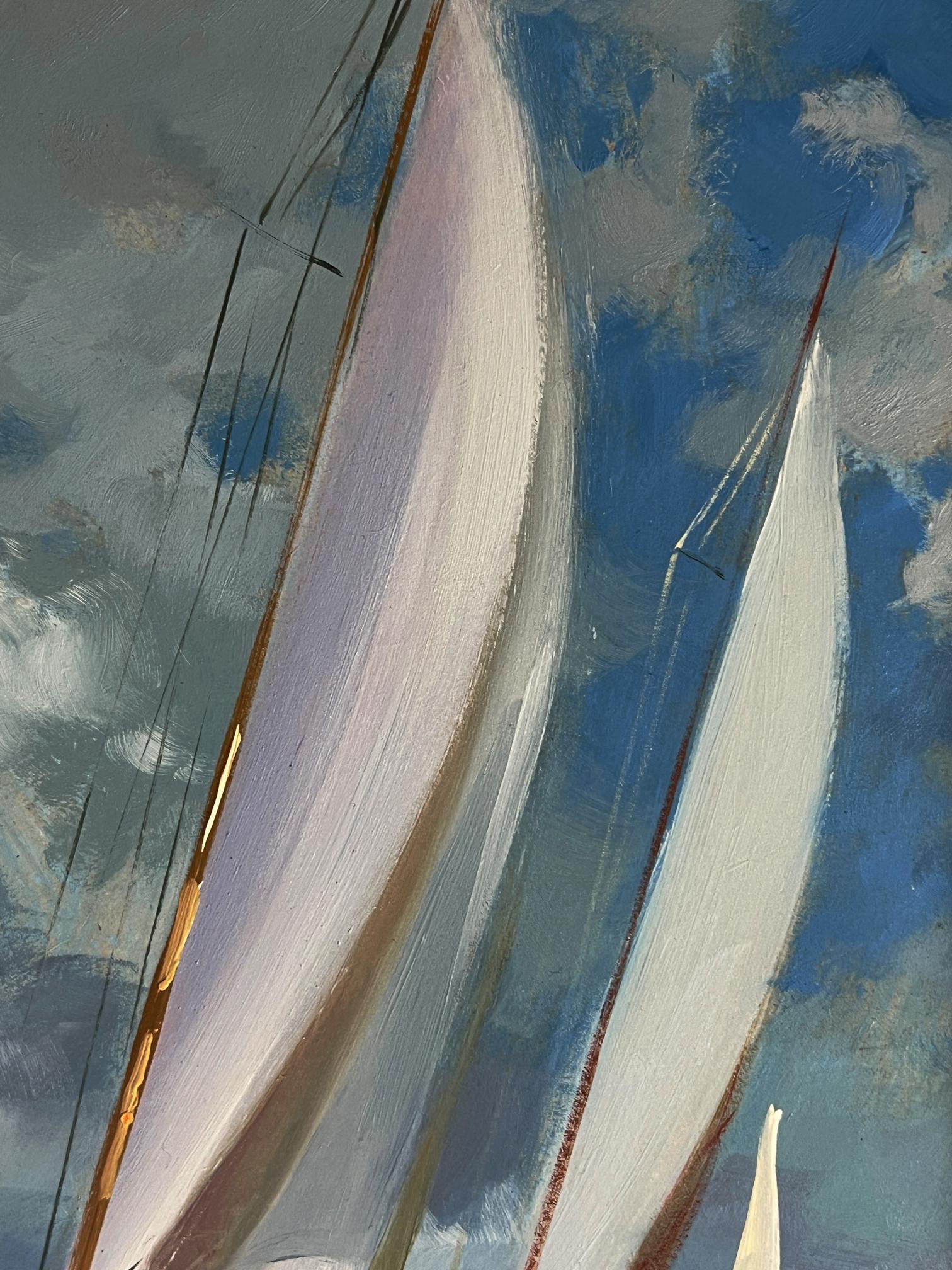 Oil painting of sailboats at sea by Yuriy Suprunchuk