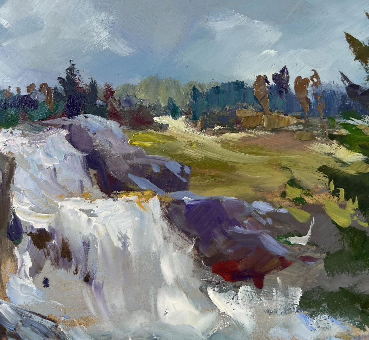 Oil painting of mountain waterfall by Yuriy Suprunchuk