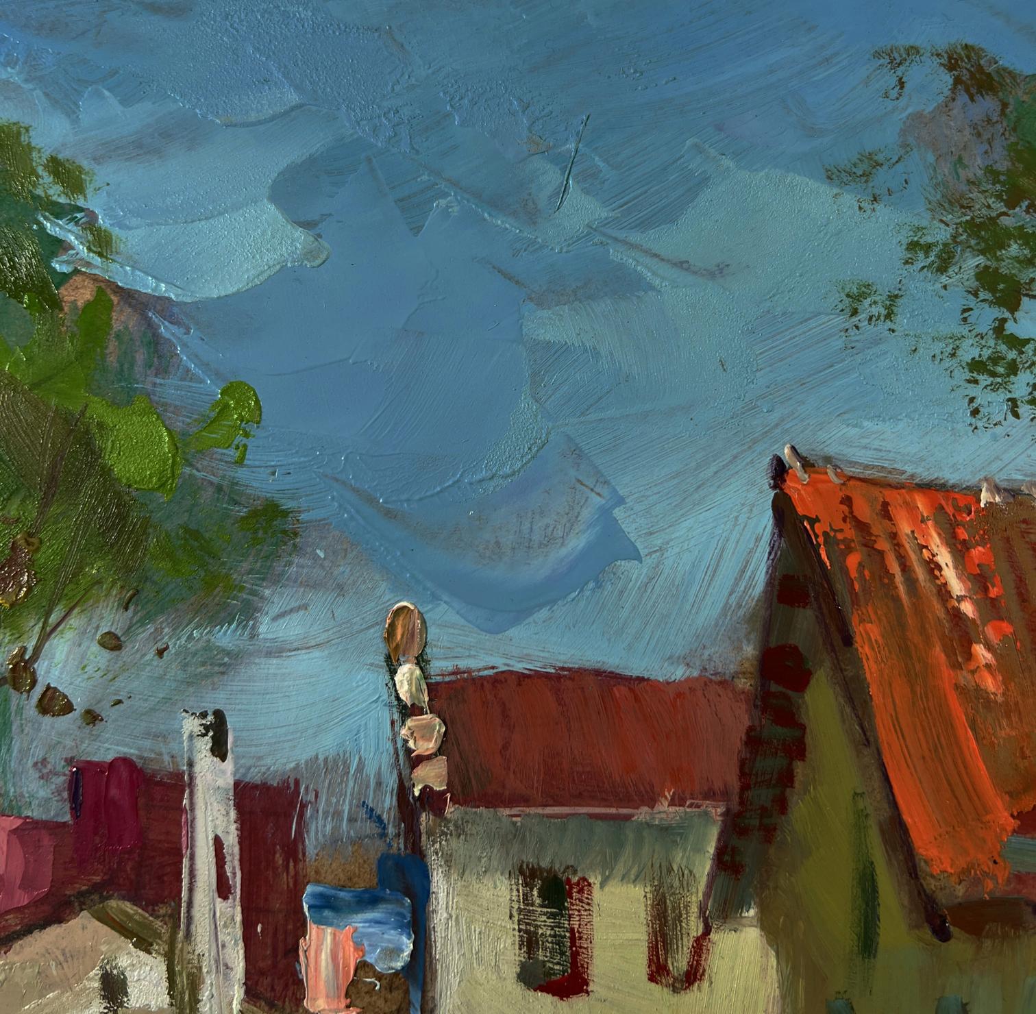 Vibrant impressionist oil painting of village stream by Yuriy Suprunchuk