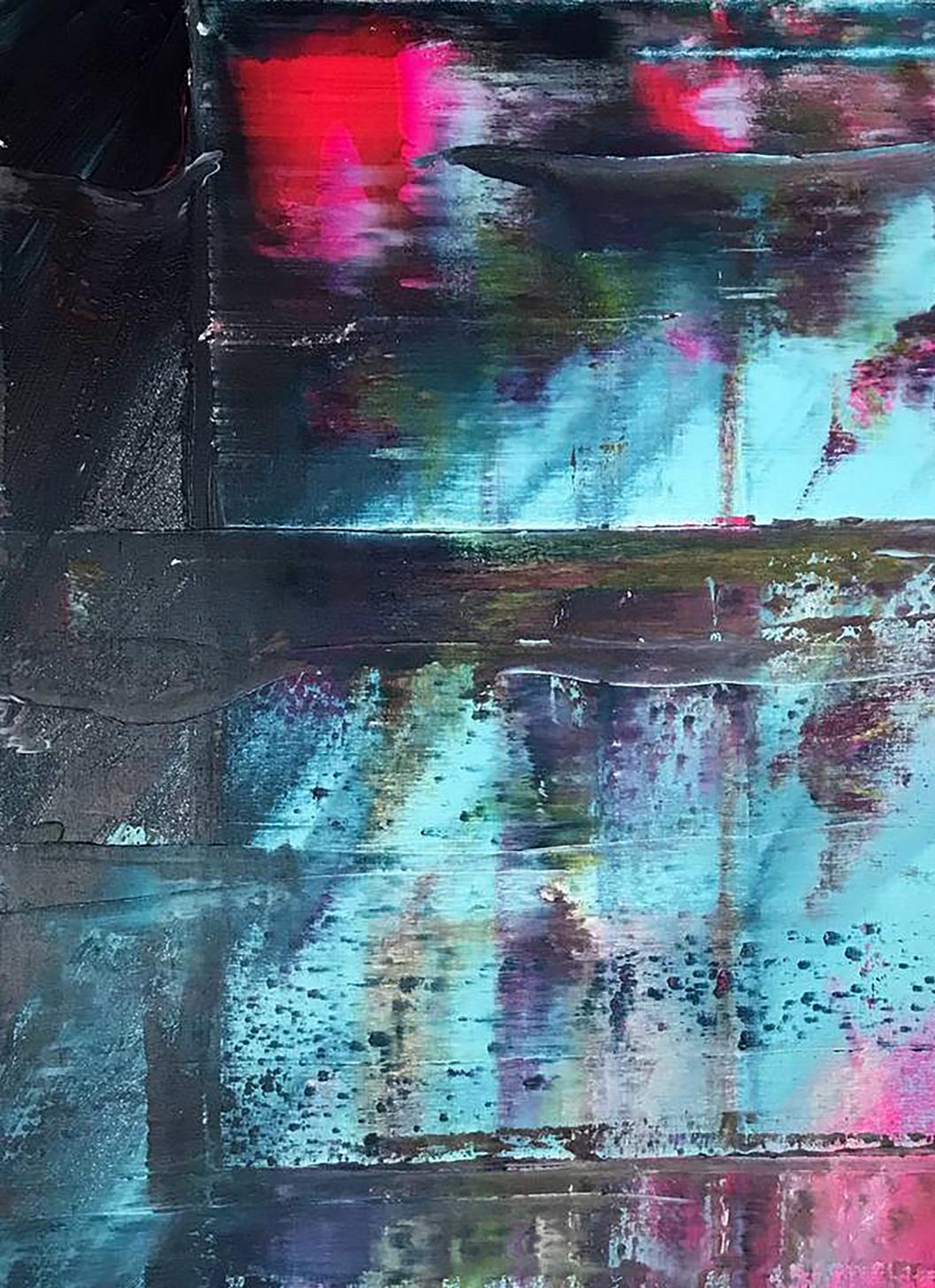 Acrylic painting My kingdom by Olga Melezhik in teal, black, pink