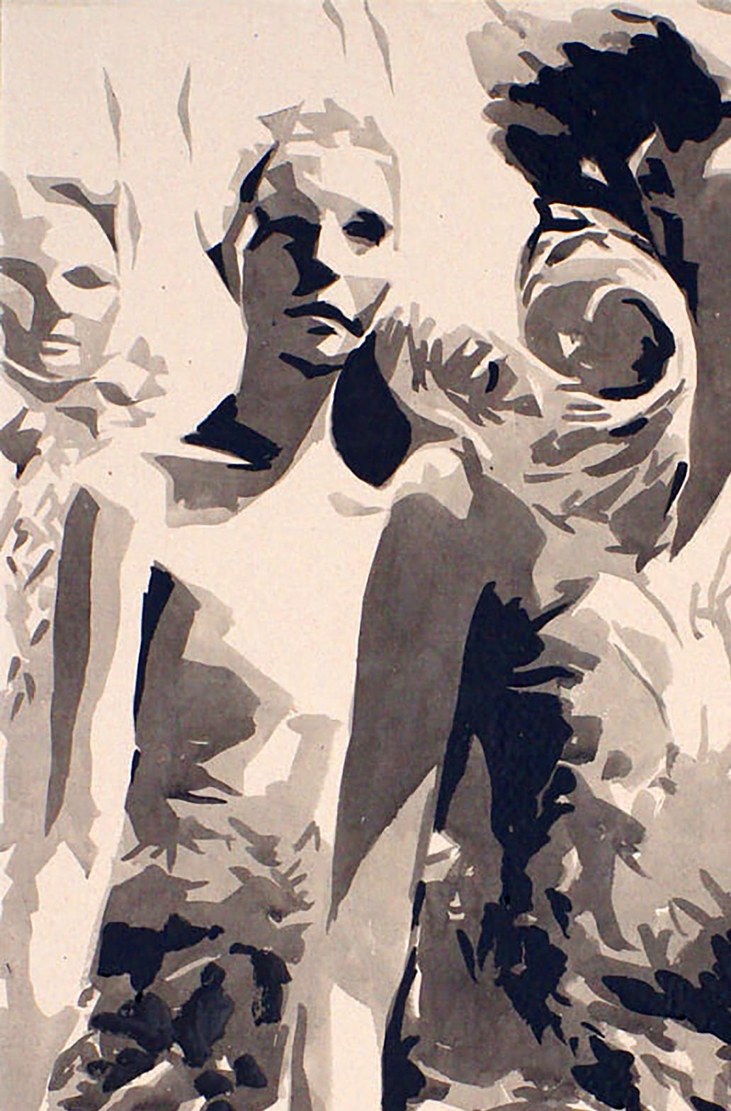 Abstract monochrome Ink painting Fairy Tales Dima Filatov charcoal ink figures