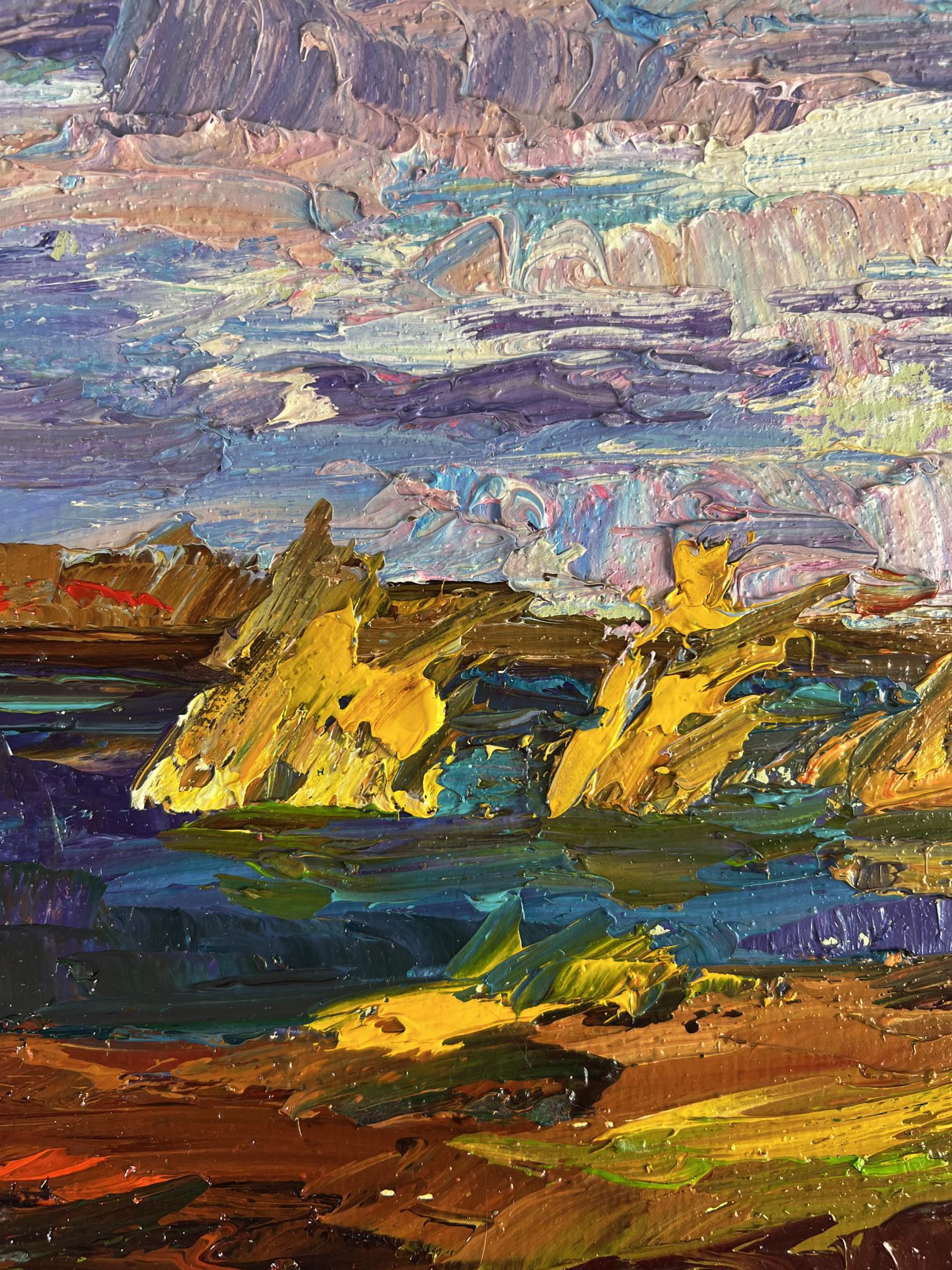 Oil painting Autumn sunset by the river by Boris Serdyuk