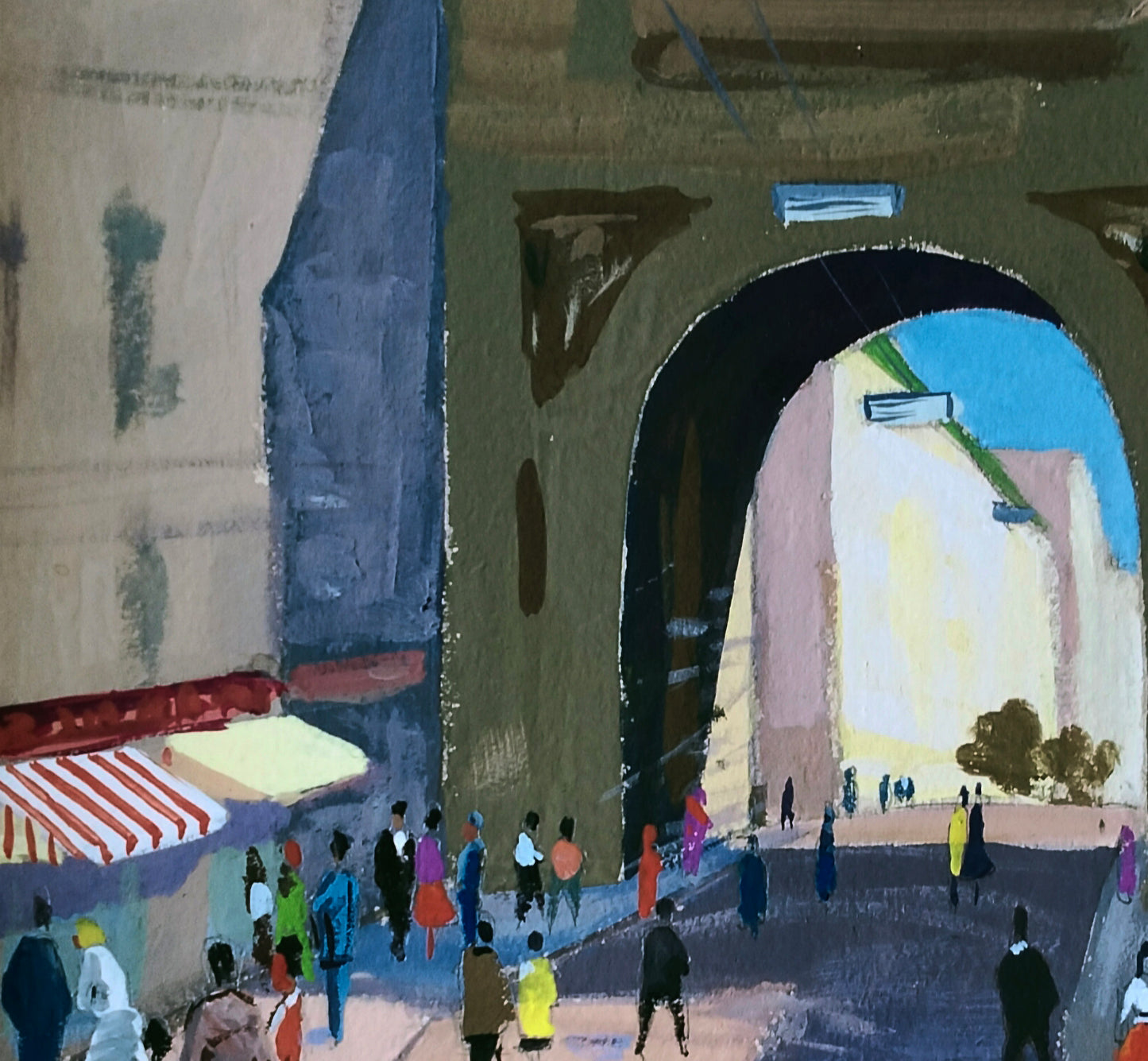 Gouache painting Infinite Movement on City by Vitaly Duhnevich