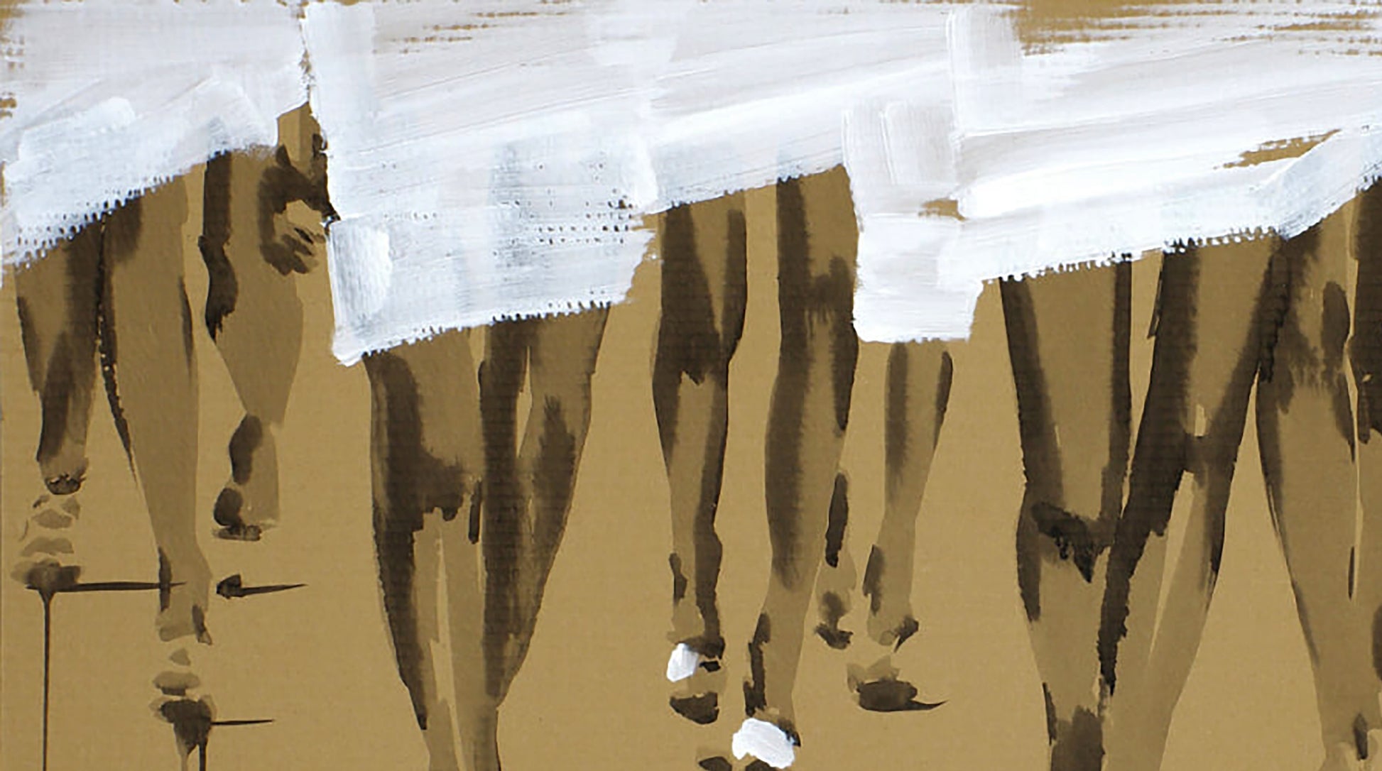 Stylized acrylic painting Remix by Dima Filatov: brown legs under white fabric