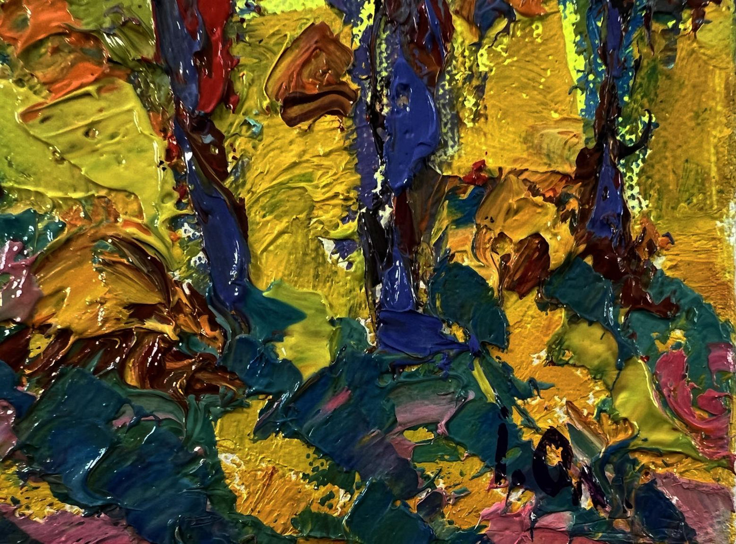 Vibrant Evening Trees oil painting by Oleksiy Ivanyuk with textured colors