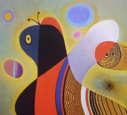 Oil painting of stylized abstract bee by Alexander Strashevich