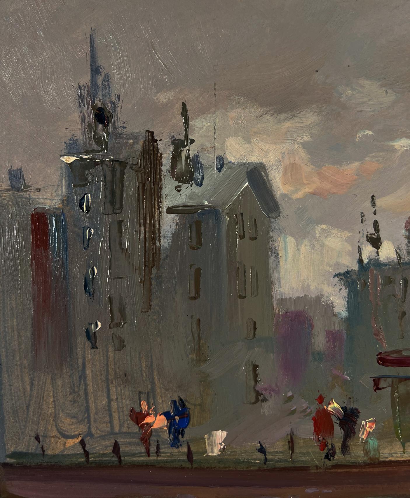 Abstract expressionist oil painting of busy city streets by Yuriy Suprunchuk