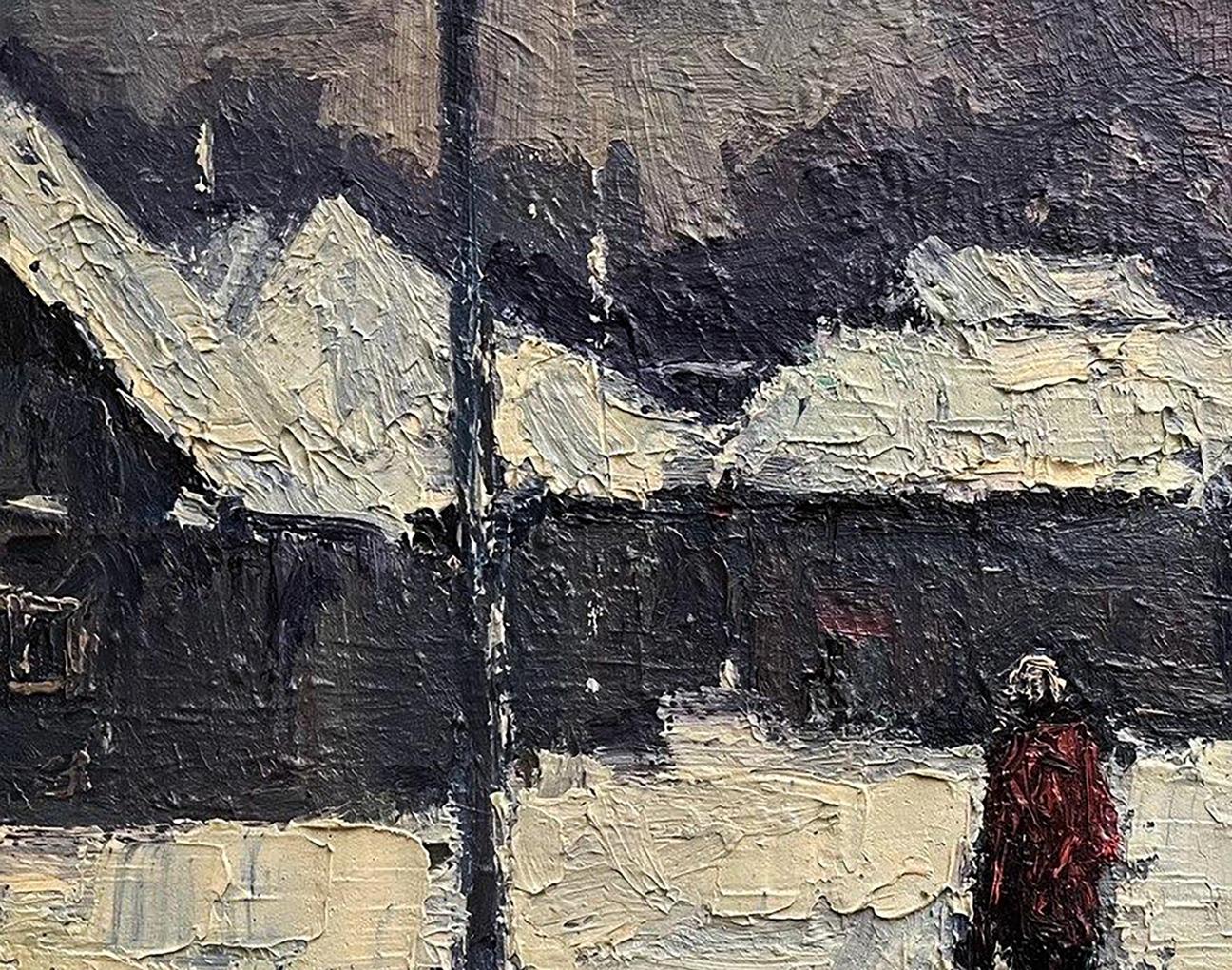 Oil painting Returning Home by Volodymyr Pashchenko snowy village scene
