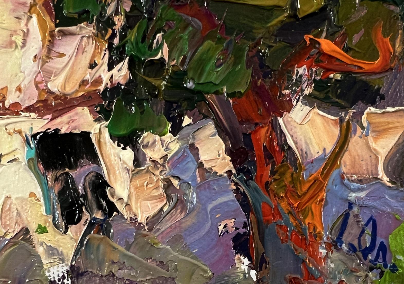 Oil painting Summer village day by Oleksiy Ivanyuk vibrant abstract impasto