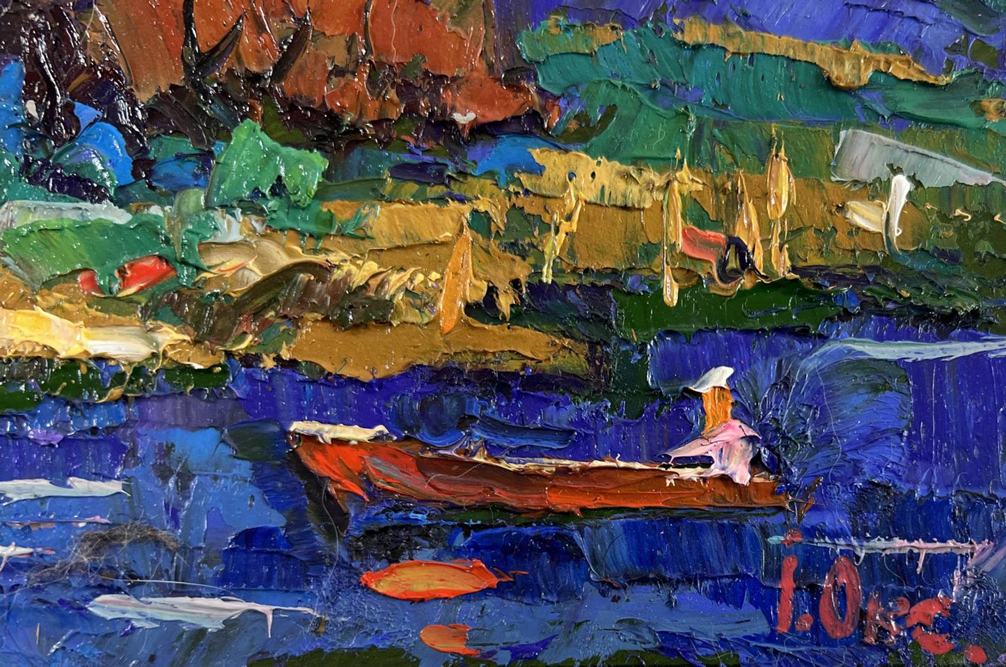 Vibrant impressionist oil painting In the Evening by the River by Oleksiy Ivanyuk