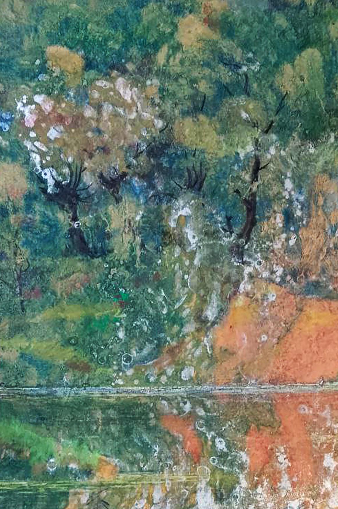 Oil painting Drops of the river by Vitaly Duhnevich textured forest scene