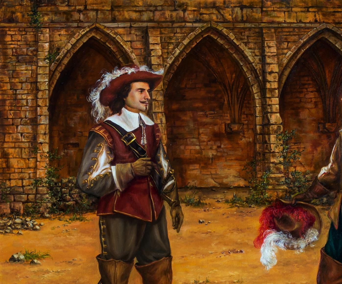 Oil painting of 17th-century man in red doublet, Miracle Balm Valeriy Bulat
