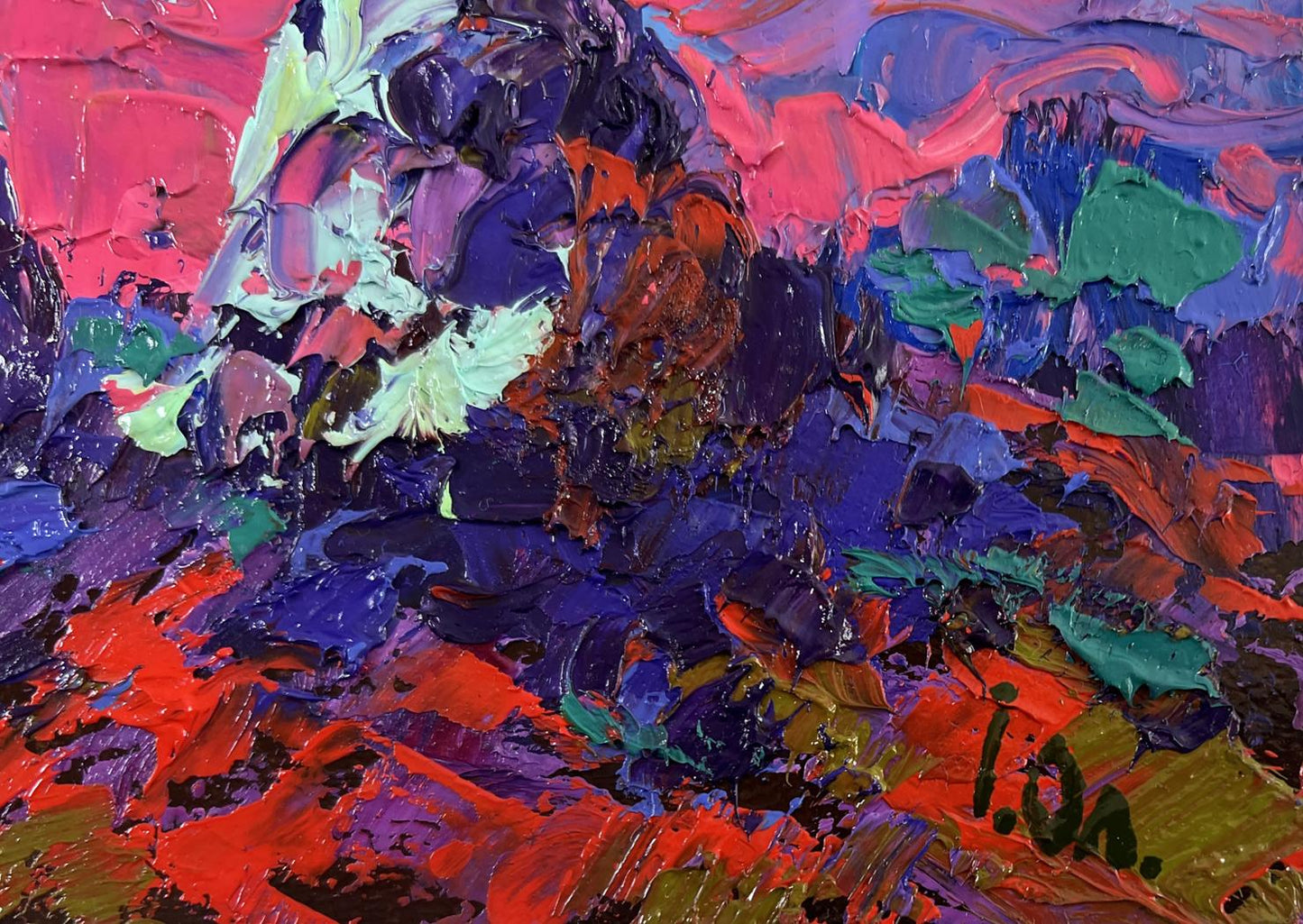 Vibrant abstract oil painting The moonlit night whispers silence by Oleksiy Ivanyuk