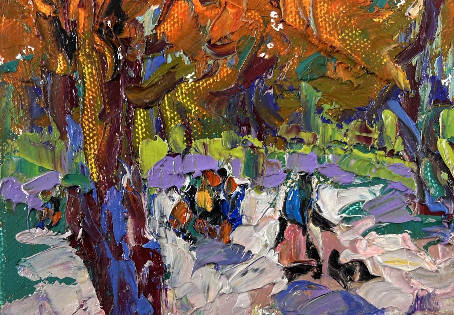 Vibrant impressionist oil painting Steps through autumn by Oleksiy Ivanyuk