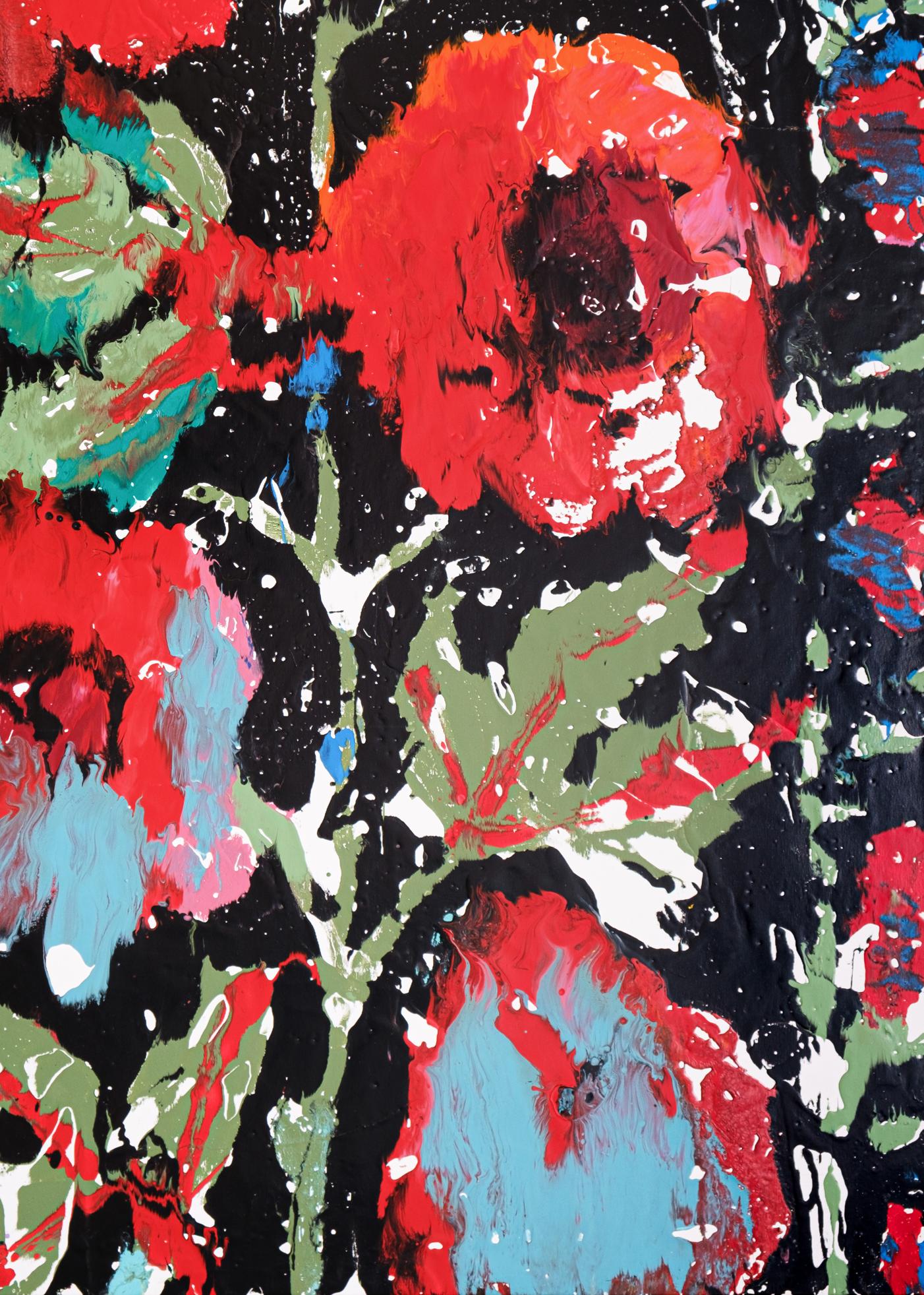Vibrant abstract floral oil painting Memory of good by Natalia Korf-Ivaniuk