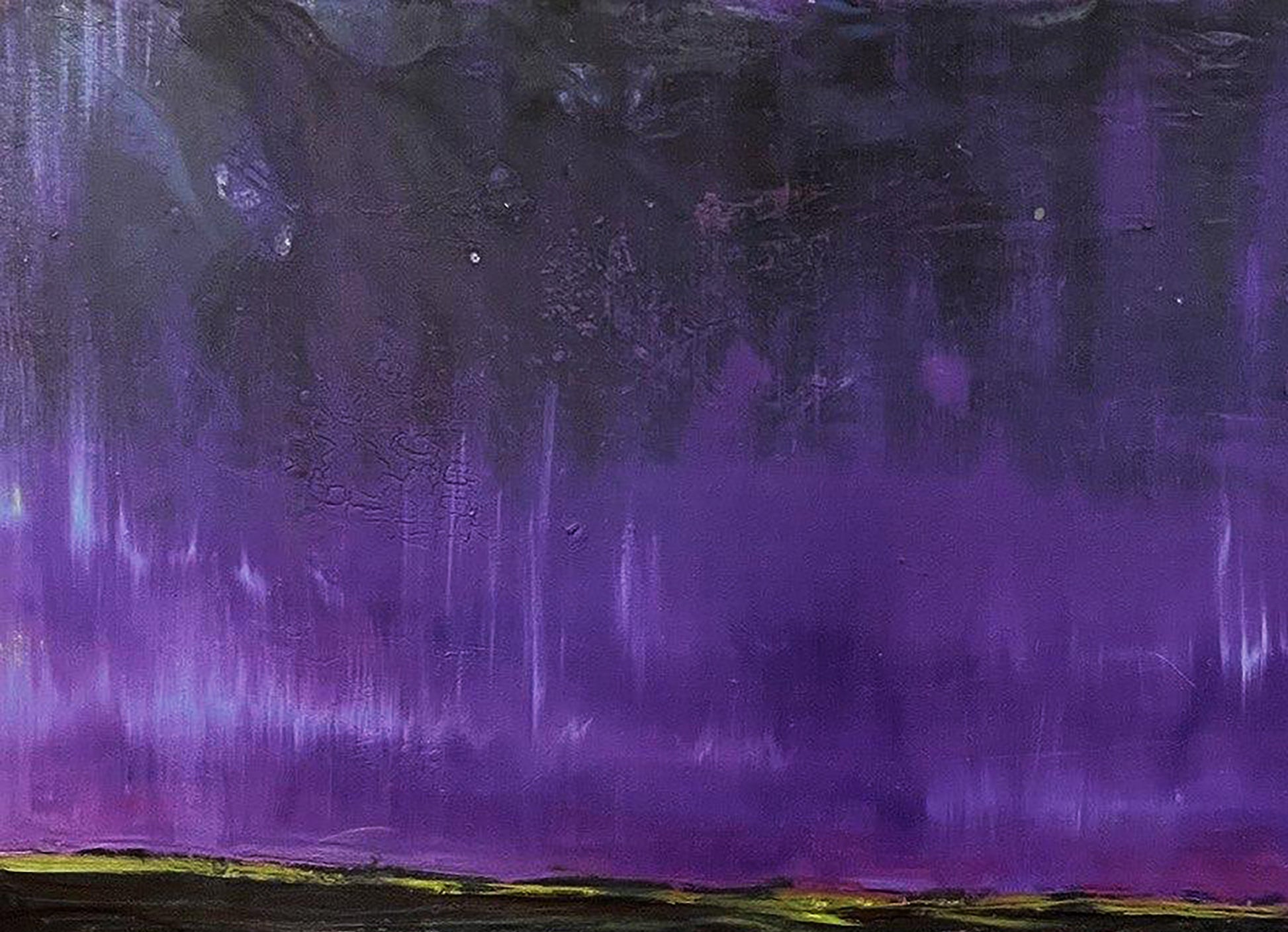 Oil painting Space Landscape by Serhiy Kovalev with purple vertical strokes