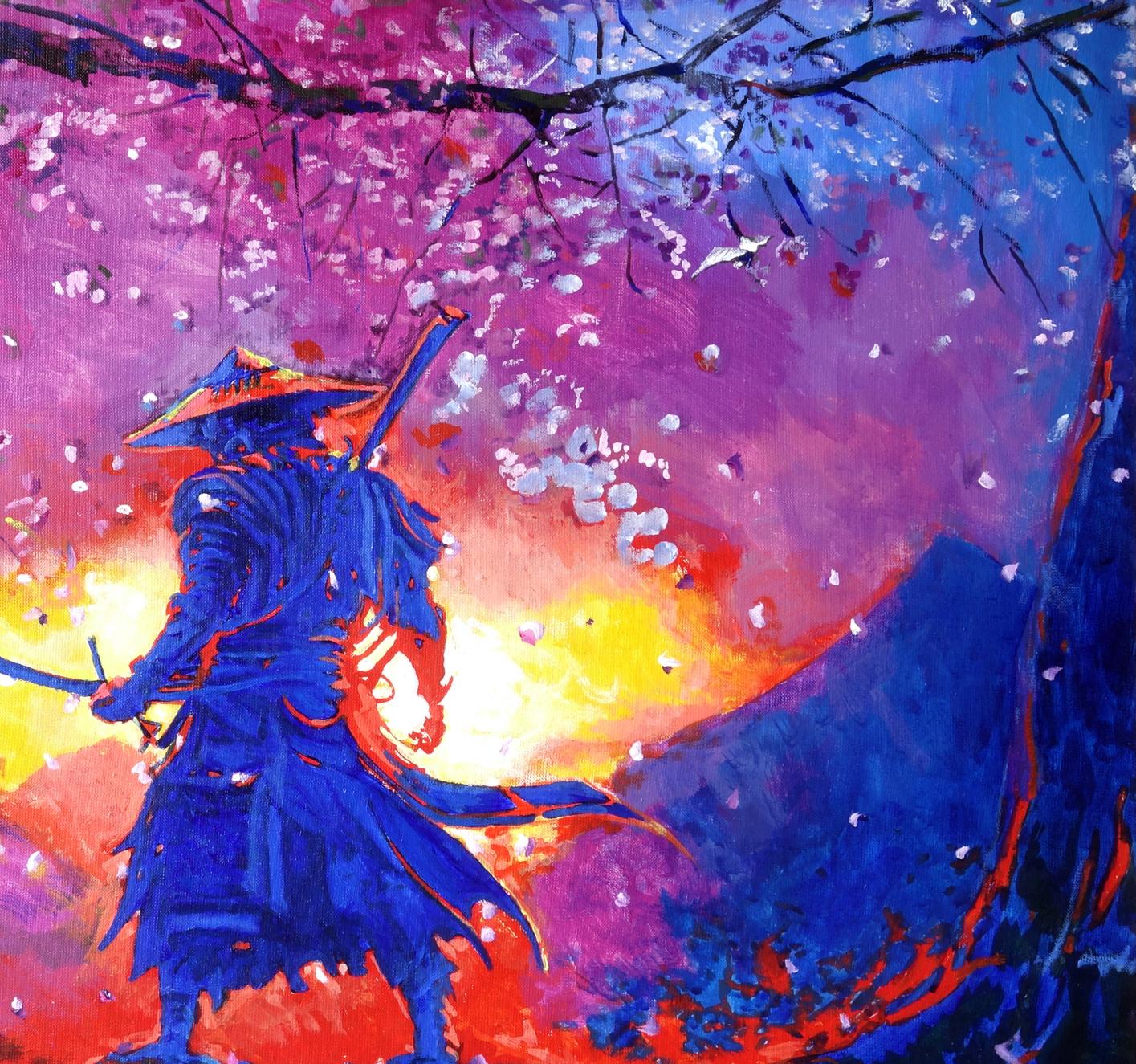 Oil painting Samurai Spring Anatoly Varvarov