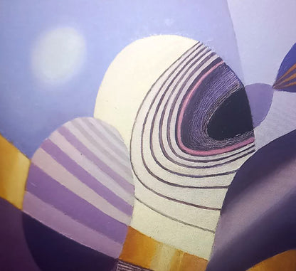 Oil painting Playing with shapes by Alexander Strashevich: abstract purple concentric circles