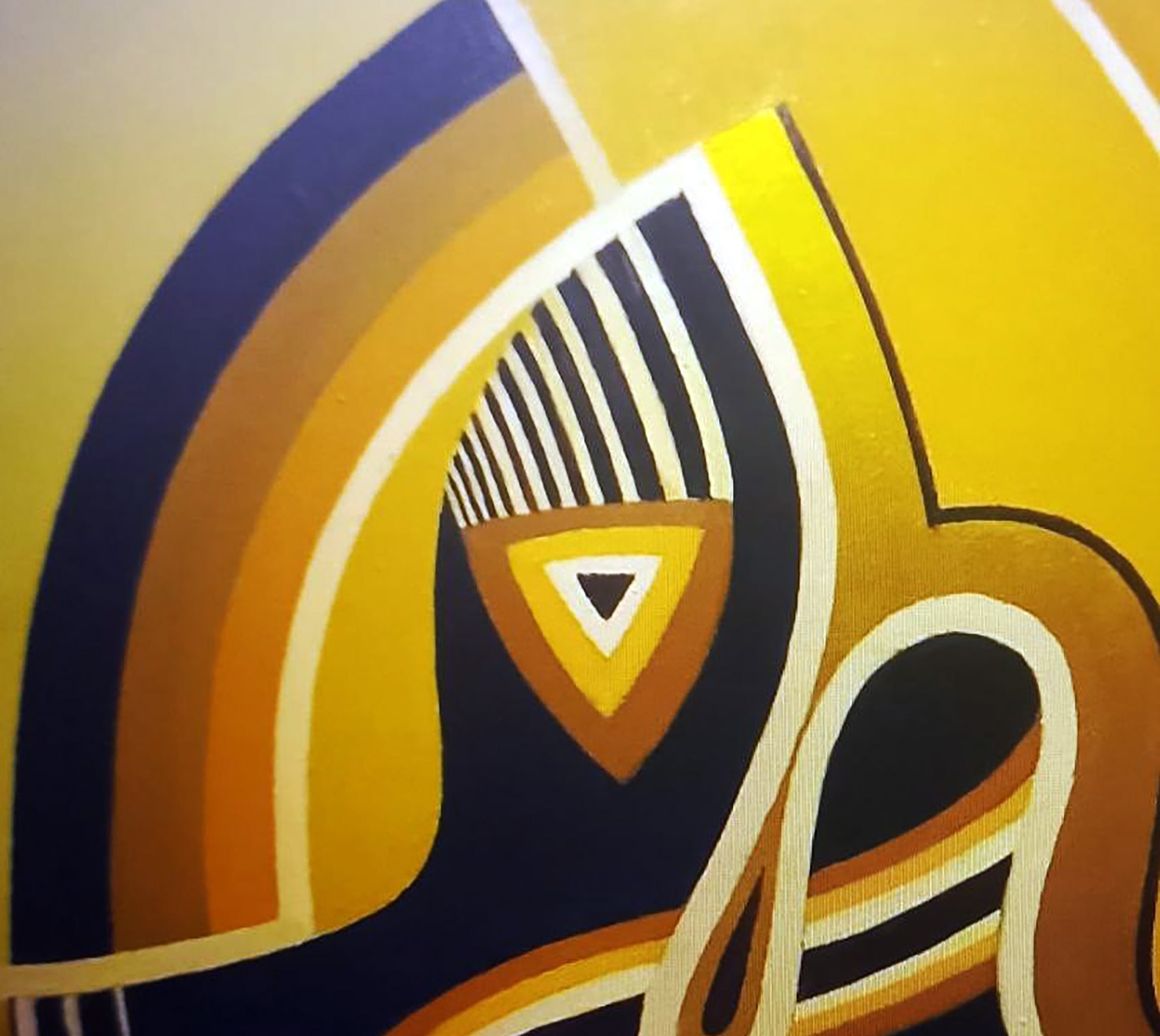 Oil painting Symbolism by Alexander Strashevich: bold geometric shapes in yellow, navy, black