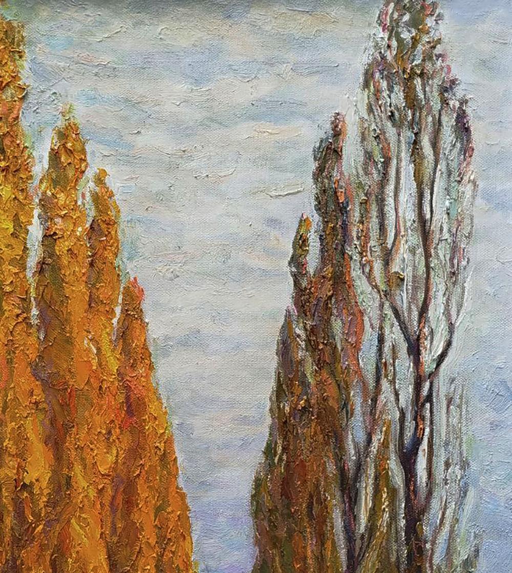Textured oil painting of Autumn alley park by Leonid Pavlenko
