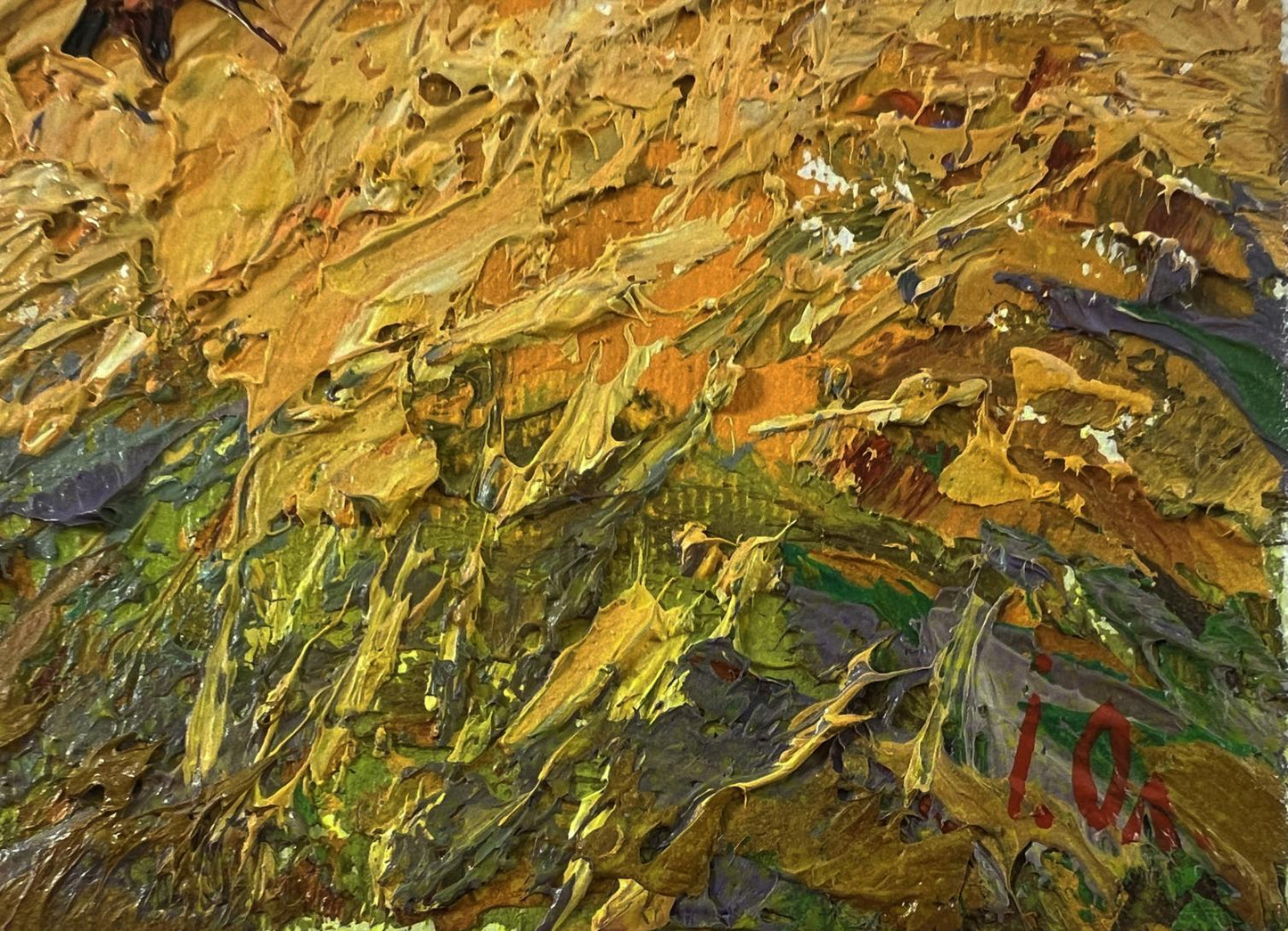 Oil painting In the summer field by Oleksiy Ivanyuk with impasto strokes