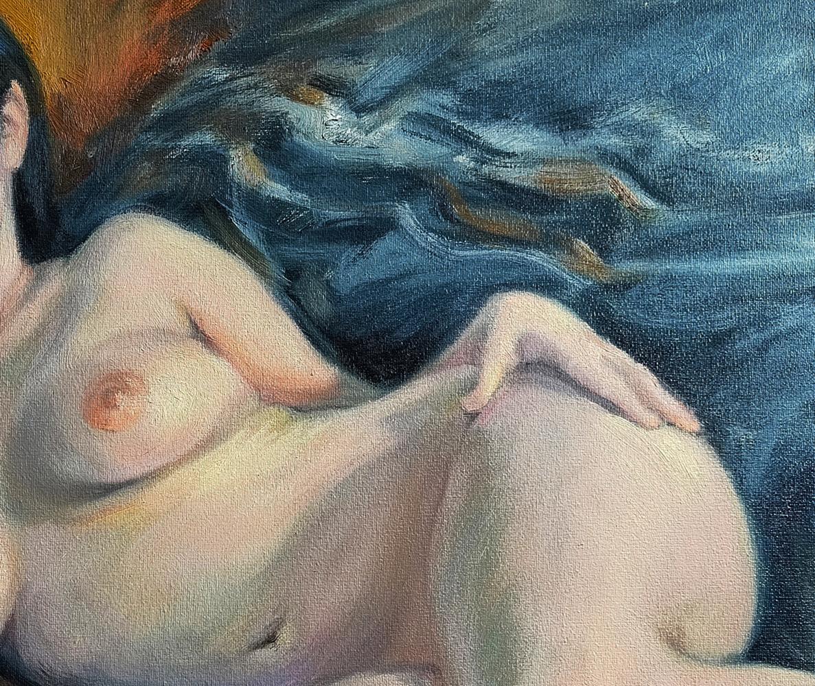 Impressionistic oil painting of female figure I see you in my dreams by Oksana Osnach