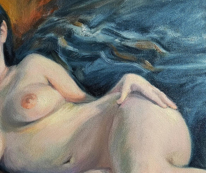 Impressionistic oil painting of female figure I see you in my dreams by Oksana Osnach