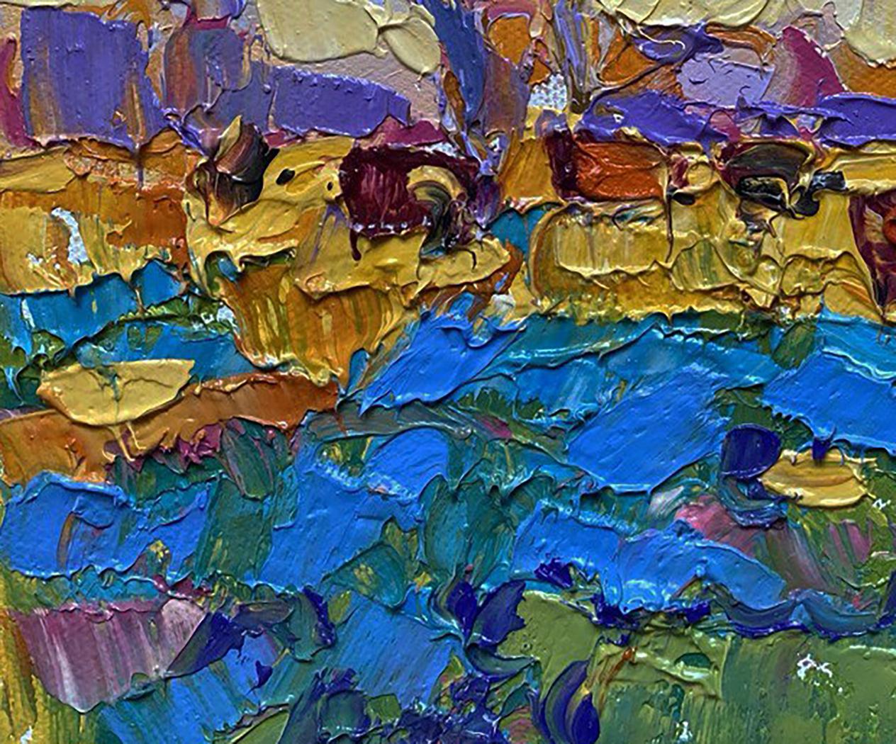 Vibrant impressionist oil painting Yellow sunset in the field by Oleksiy Ivanyuk