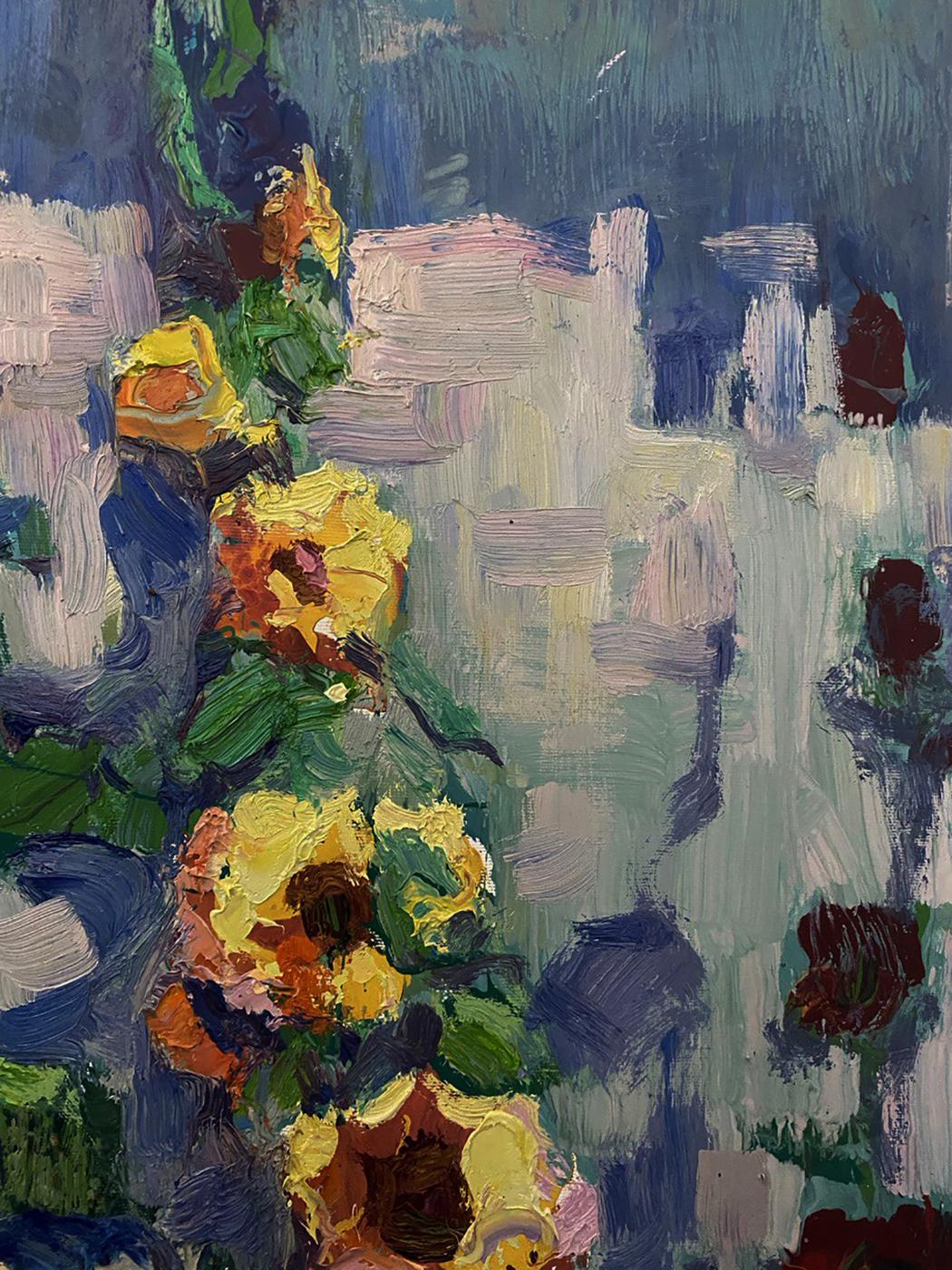Vibrant yellow sunflowers oil painting Blooming Garden by Oksana Ivanyuk