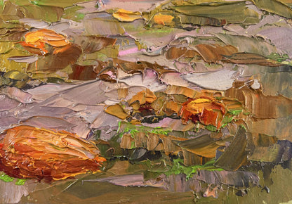 Impasto oil painting Autumn has come to the pumpkin field by Boris Serdyuk