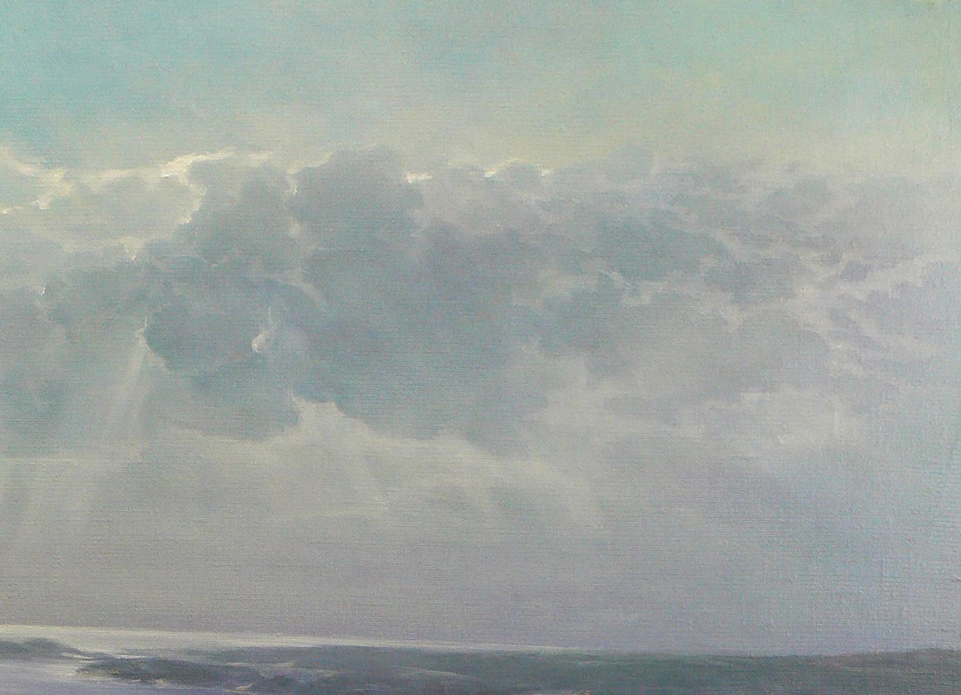 Impressionistic oil painting of swirling cloudy sky by Vasily Korkishko