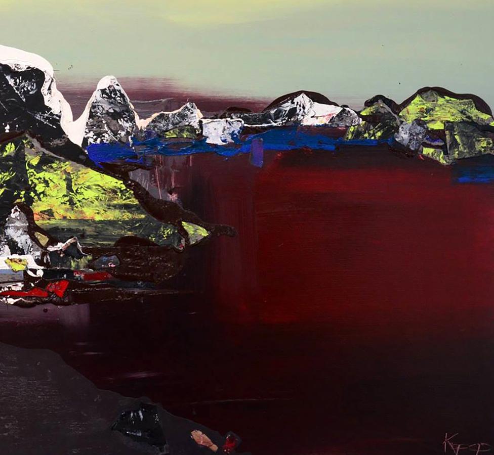 Oil painting Living matter by Natalia Korf-Ivaniuk, abstract reds, blacks, greens