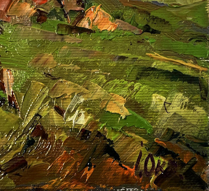 Impasto oil painting Haystacks in the field by Oksana Ivanyuk