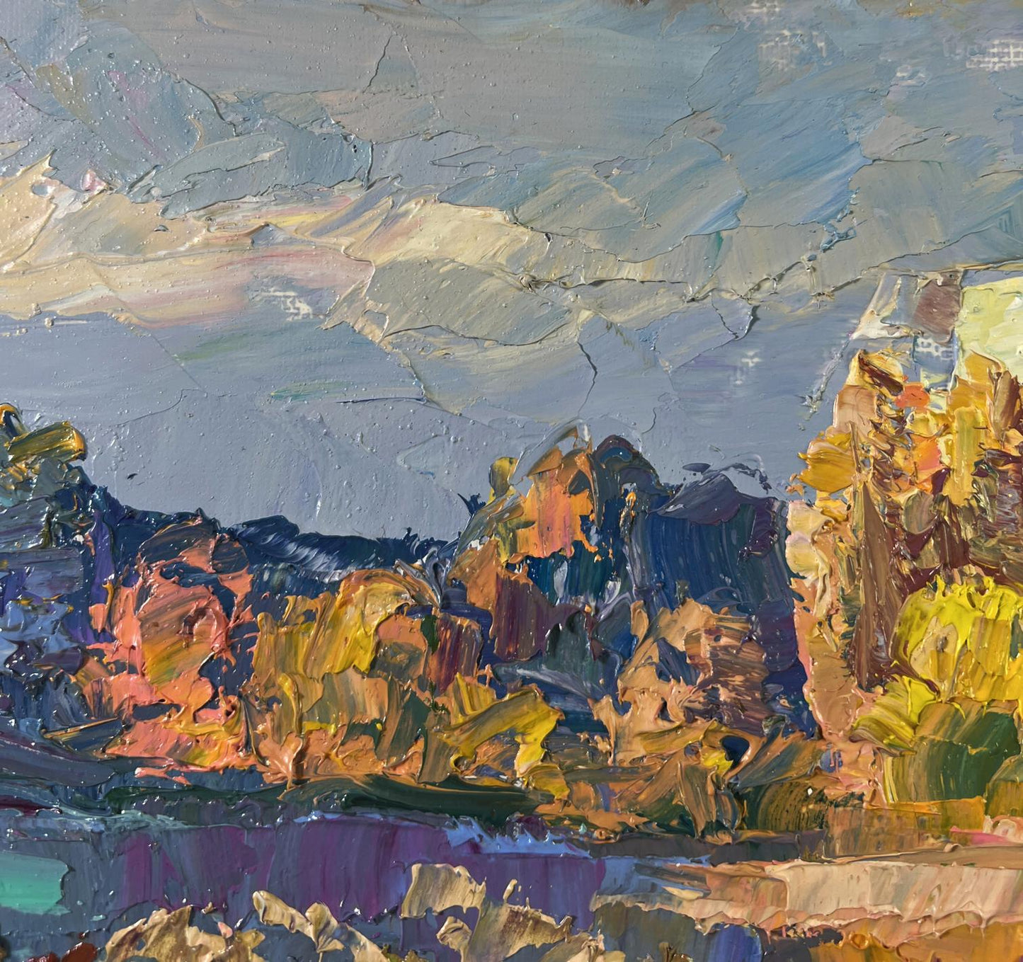 Impressionistic oil painting August summer day by Boris Serdyuk