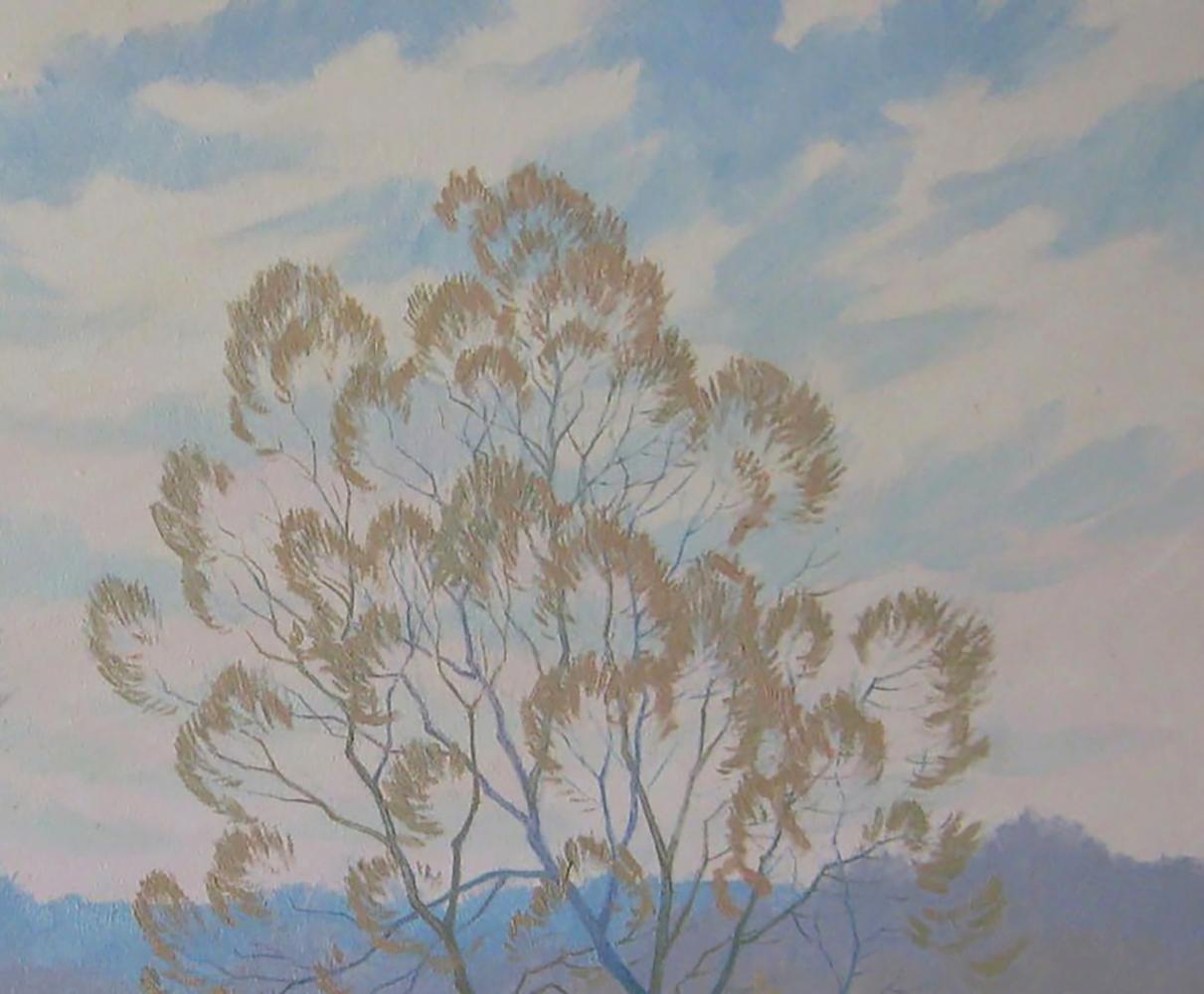 Oil painting The March snow hasnt gone yet by Valery Savenets watercolor tree