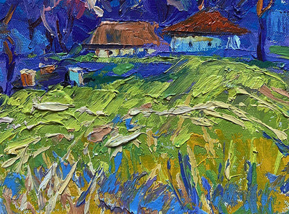 Vibrant impressionist oil painting Quiet morning in the village by Oleksiy Ivanyuk
